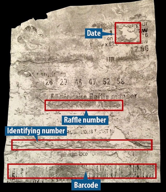This purports to be a copy of the 'winning' ticket she has submitted. The family took a photocopy of it (which I know happened) before sending the original off to Camelot. A tipster has given us this, saying it is a picture of that copy. The newsagent's wife, who saw the original ticket, agrees that this image appears to be of the same ticket. The newsagent himself would not say 100 per cent that it was the ticket, saying he didn't examine the original ticket in minute detail, but he points out that the '16' visible (for 2016) in the top right corner is just as the date appeared on the ticket presented to him in the shop on Friday by Miss Hinte. As long as we say allege that this is an image of the winning ticket, rather than state is as absolute fact, I think we'll be ok, although it'll be for the lawyer to decide, obviously...